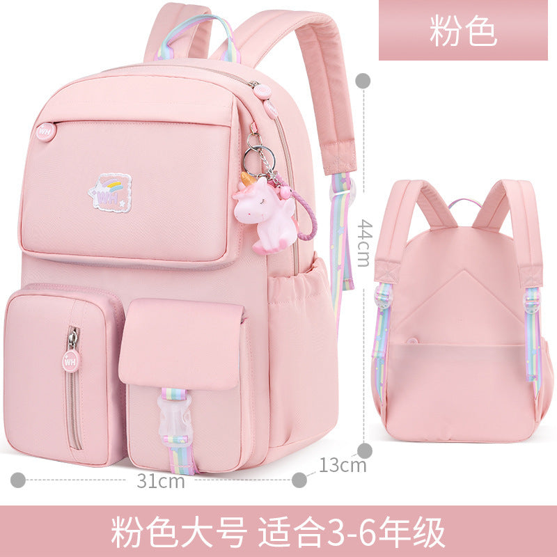 New 2023 primary school schoolbag for girls in grades 1 to 6 Cartoon children's spine care and burden reduction backpack