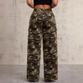 Pre-sale 65762#  cross-border women's clothing european and american foreign trade ins camouflage trendy brand straight wide-leg overalls