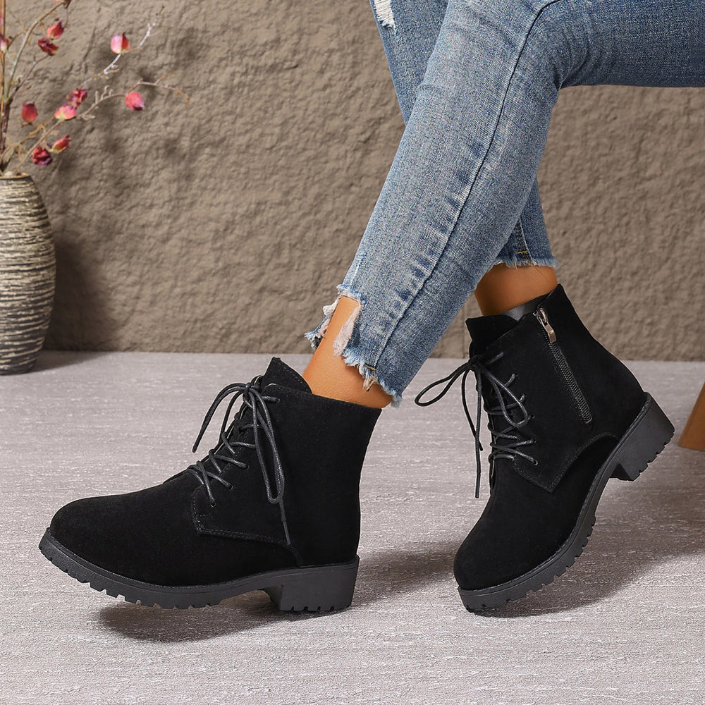 plus size women's boots new arrivalfashion short boots women's thick heel round toe boots side zipper british style women's shoes