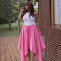 European and american cross-border women's clothing  summer new arrival: african-style plus size high-waisted asymmetrical tie-up midi skirt