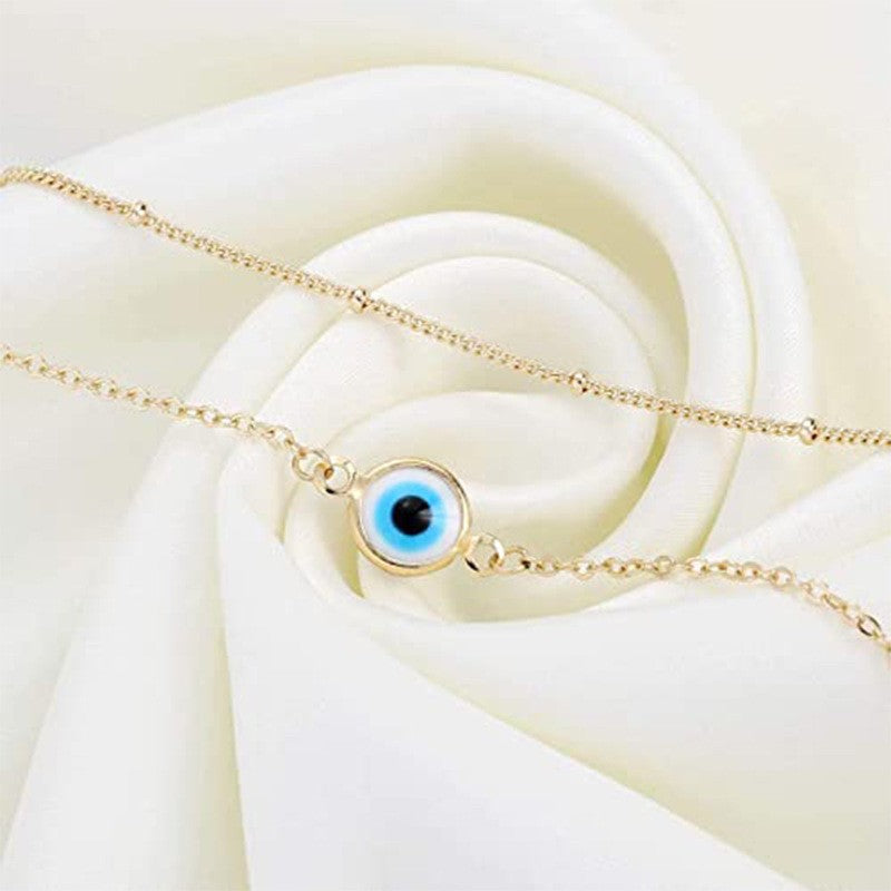 European and american cross-border adjustable layered bracelet cute evil eye oval chain pearl strip turtle gold bracelet for women