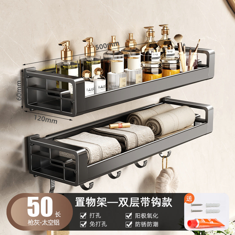 Wholesale Factory Direct Sales Thickened Profile Toilet Shelf Space Aluminum Bathroom Cosmetics Storage Rack No Punching