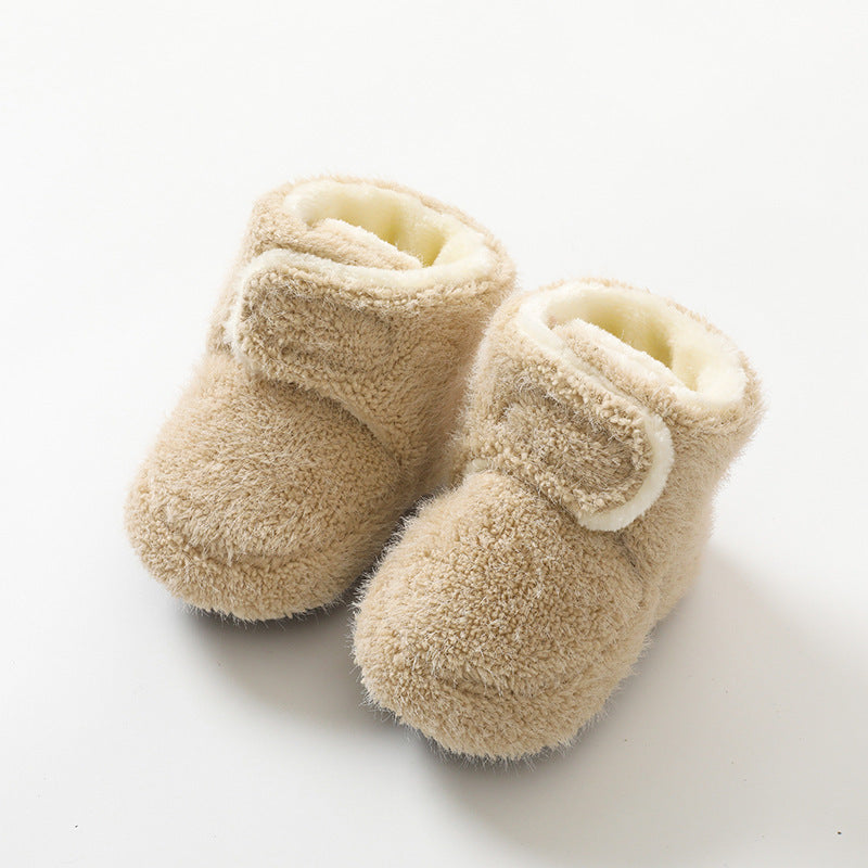 Babibele autumn/winter thickened warm baby socks & shoes - non-slip floor socks for infants & toddlers, soft sole shoes, solid color footwear