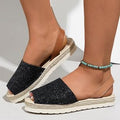 Export sequinflats fish mouth sandals women's fashionplus size shiny open toe soft bottom sandals cross-border export shoes wholesale