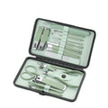Factory direct green stainless steel beauty set - 18 piece manicure kit with nail clippers, nail files, and grooming tools