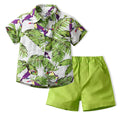 European and american style boys' summer outfit: short-sleeve floral shirt set - new, trendy, and stylish beachwear for kids