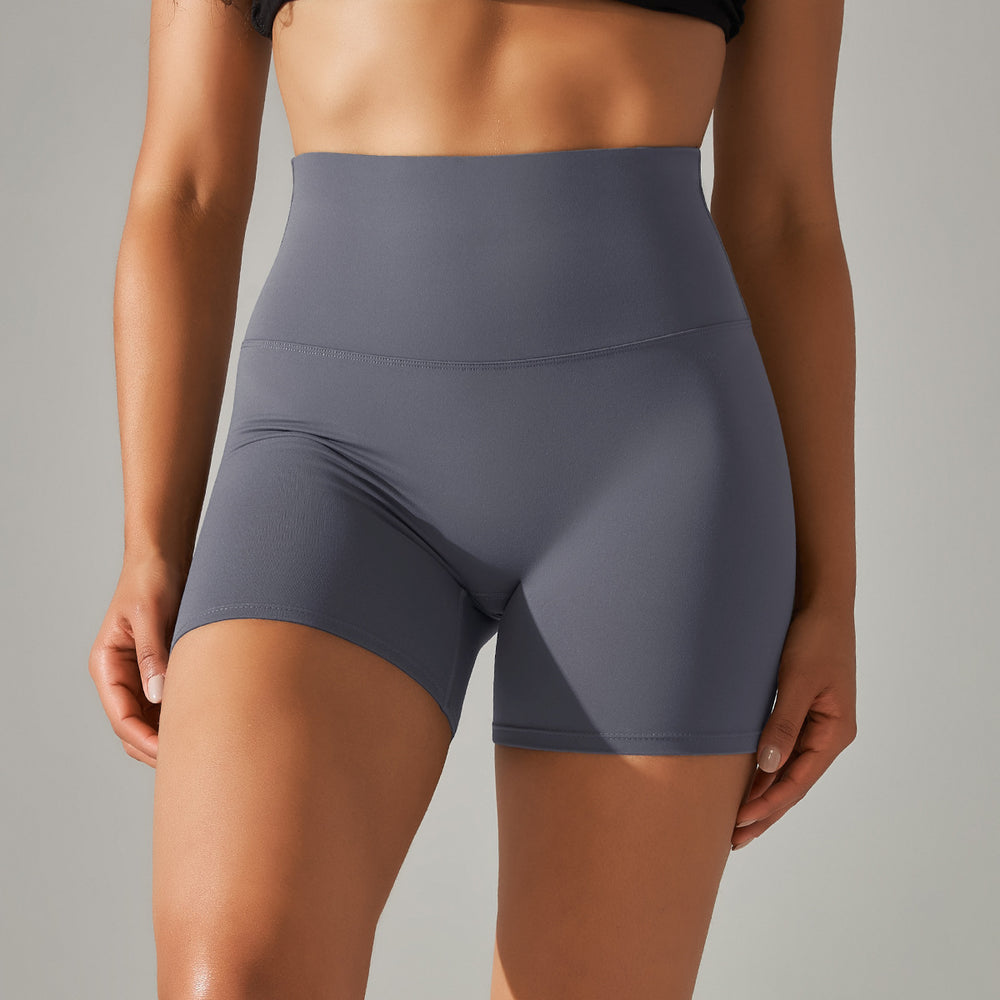 New arrival no awkward line nude high waist yoga pants women's double-sided brushed peach butt tight sports three-quarter pants