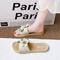 New summer fairy style color block floral slides - women's beach sandals, fashionable outdoor wear, flat, non-slip