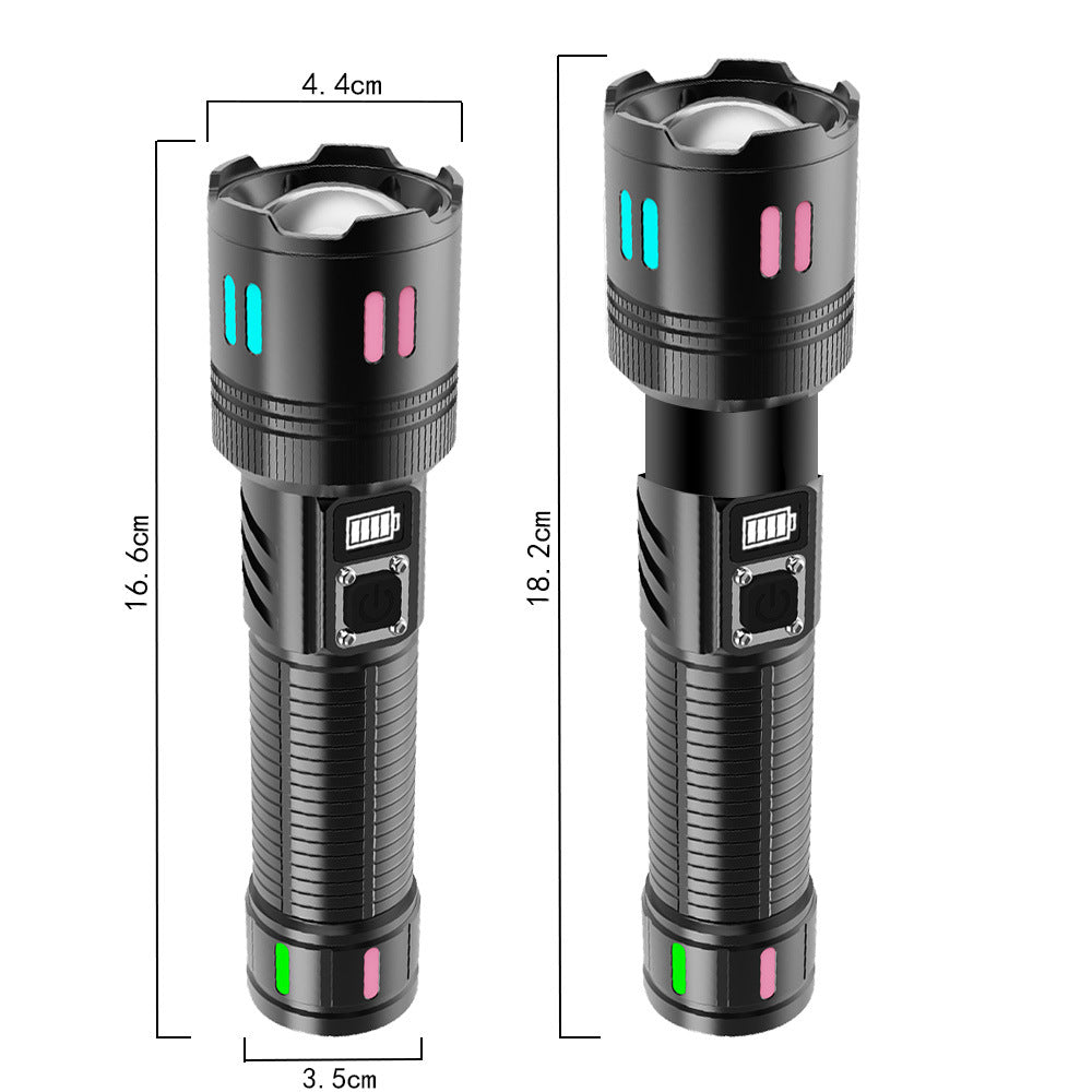 Cross-border explosive aluminum alloy TYPE-C charging strong light flashlight multi-function outdoor portable emergency LED light