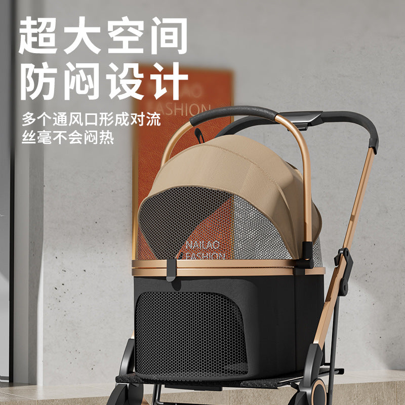 Pet stroller for cats and dogs - lightweight, foldable, and portable for teacup poodles, toy pomeranians, chihuahuas, yorkshire terriers, and bichons
