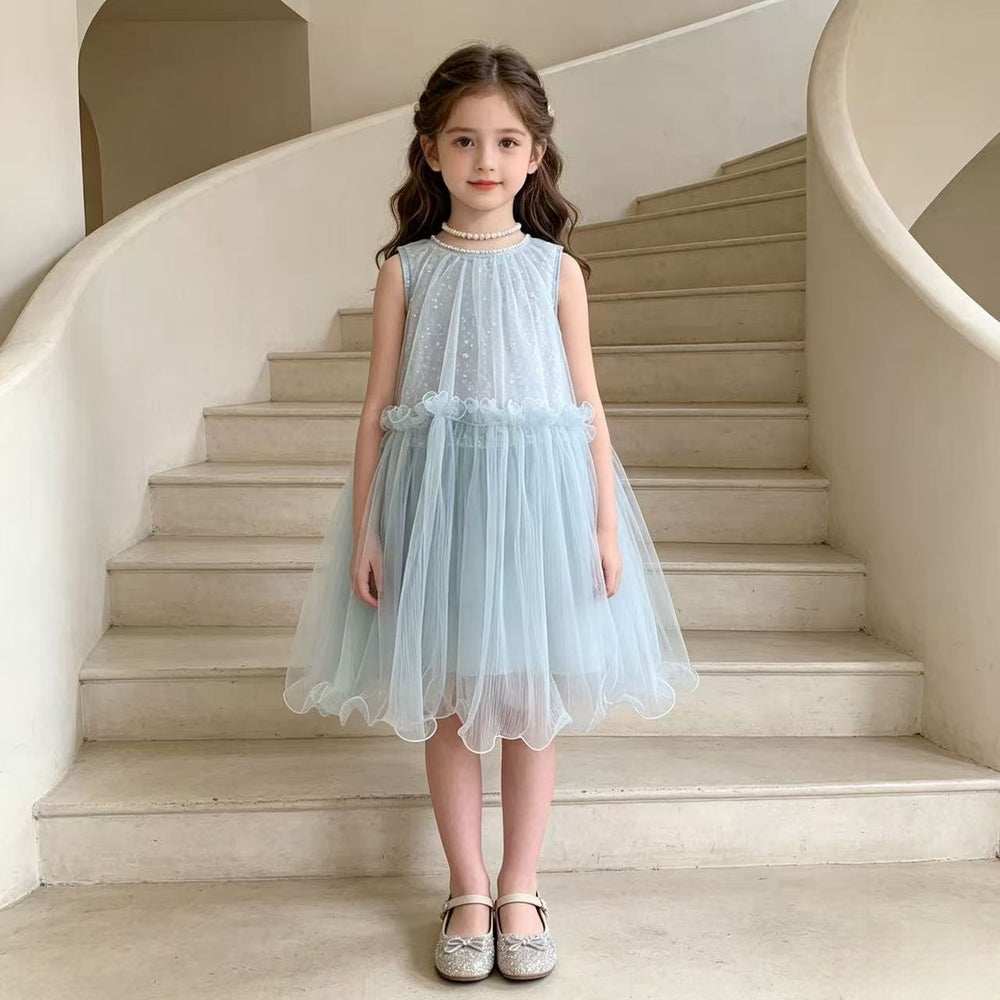 Princess dress  new girls' dress summer chic girls' skirt little girl's stunning sequin mesh dress