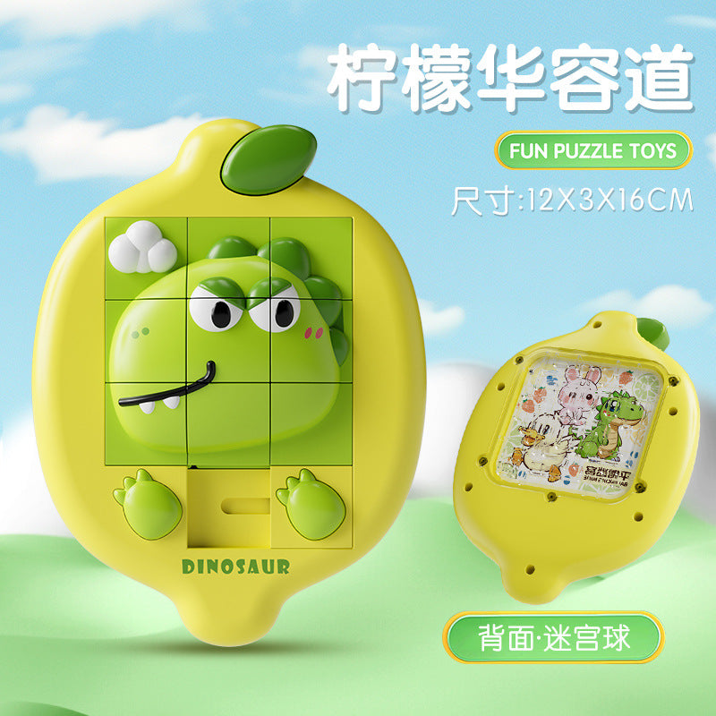 New cartoon animal huarong road children's puzzle 3d puzzle sliding dinosaur duck enlightenment puzzle toy