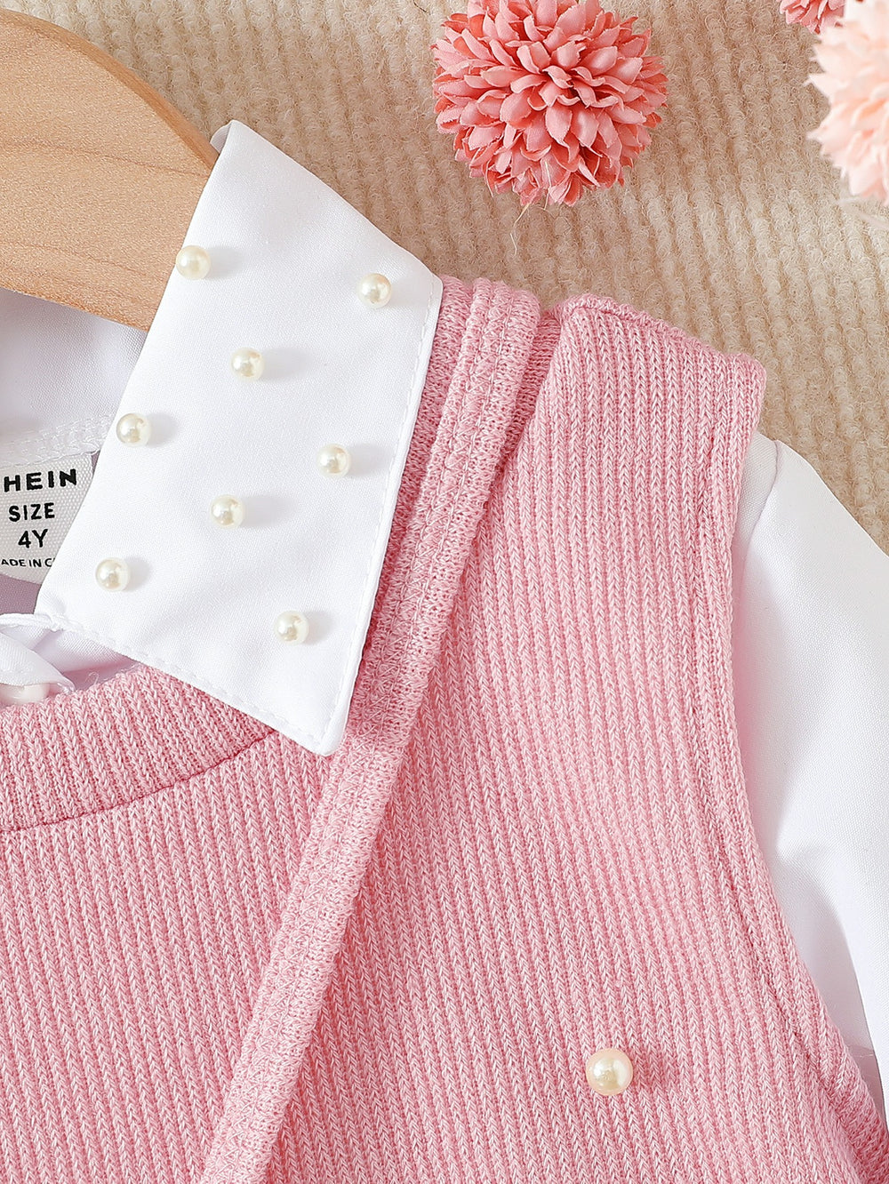 cross-border autumn new arrival: shirt collar dress + beaded knit vest + crossbody bag three-piece set