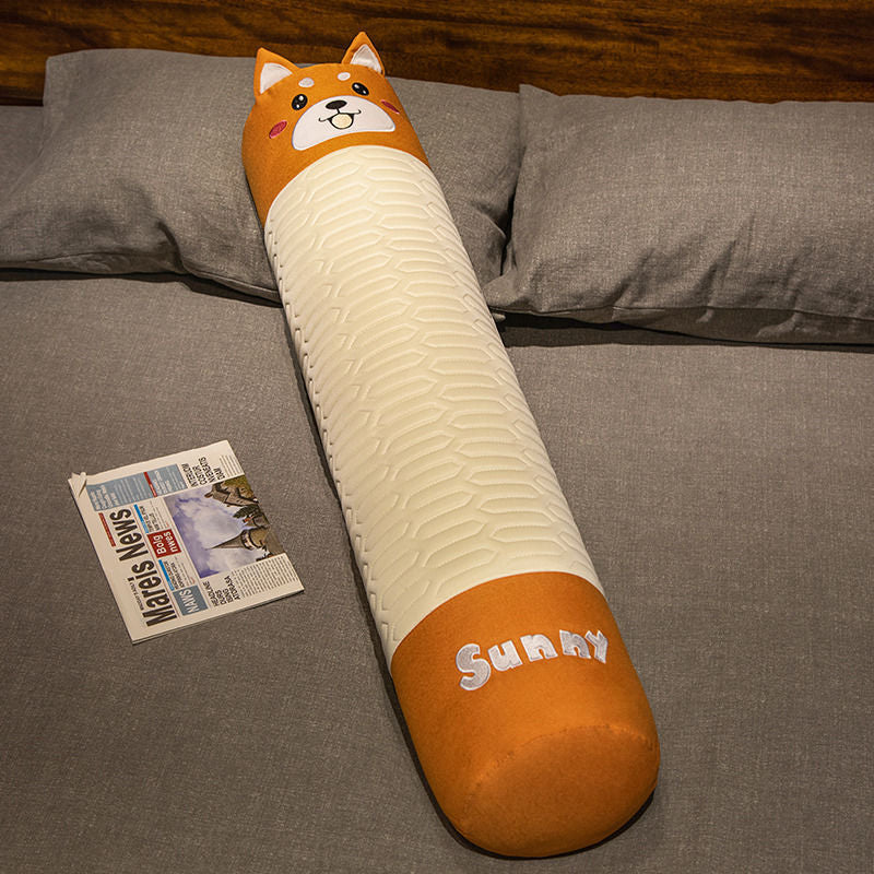 Linen mat long pillow summer cylindrical long pillow summer candy pillow bedside cushion leg pillow detachable