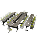 Foldable training table and chair set, mobile splicing bench with wheels, multifunctional office desk, conference room table and chair combination
