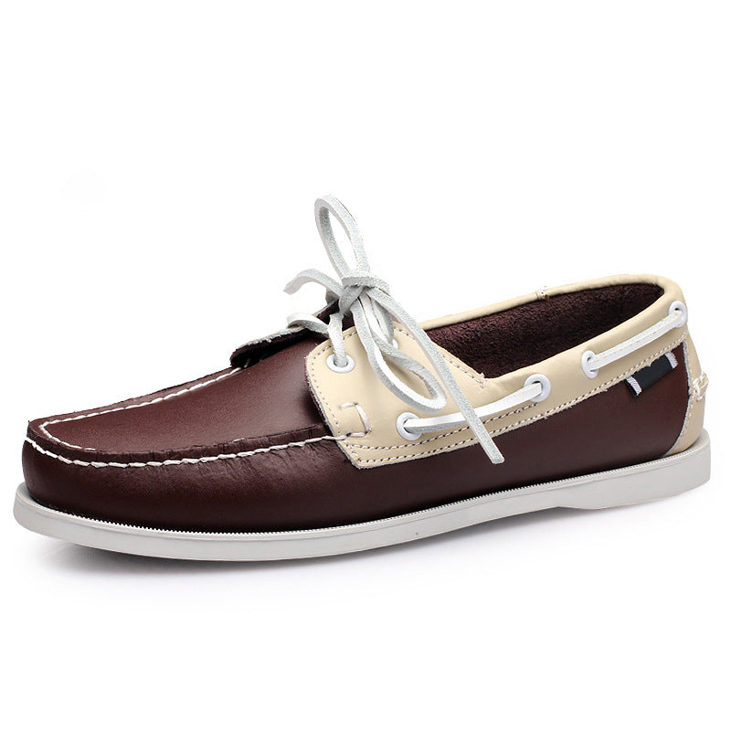 Sailboat shoes men's genuine leather casuallow ankle men's shoes second layer cowhide classic men's shoes easiest for match hand-stitched driving shoes