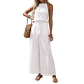 Women's halter backless drawstring sleeveless jumpsuit, perfect for vacation and casual summer fashion