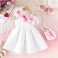 girls' 3d floral dress - girls' party dress + crossbody bag set
