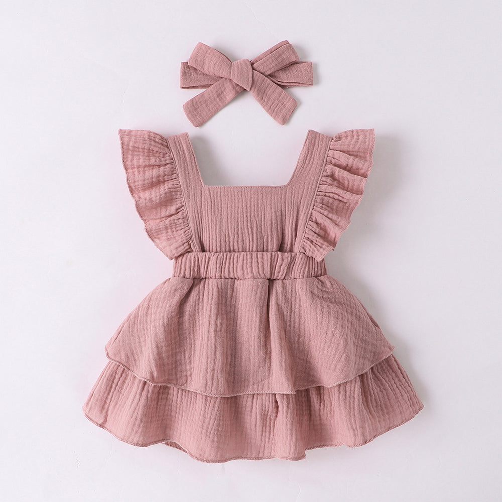children's skirt two-piece headwear dresssuit baby dress dress cotton new arrival dress style vacation fashion
