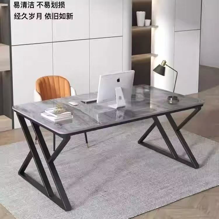 Luxury sintered stone computer desk - french cream style white office desk for home, bedroom, and student study