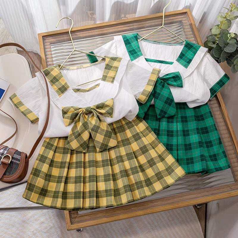 Girls' short-sleeve set:  cross-border trendy kids' clothing, little girl's top and shorts two-piece set, wholesale children's apparel
