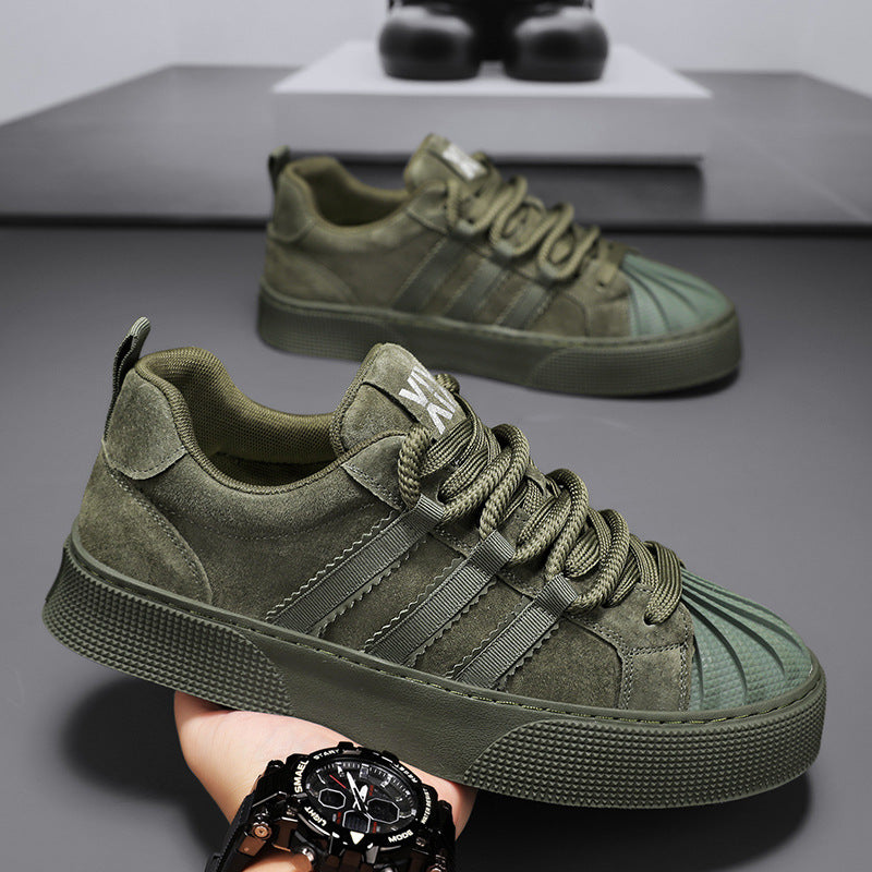 Shell toe men's shoes spring and summer construction site work all black labor protection work shoes waterproofmentrendy brand sports sneakers thick sole
