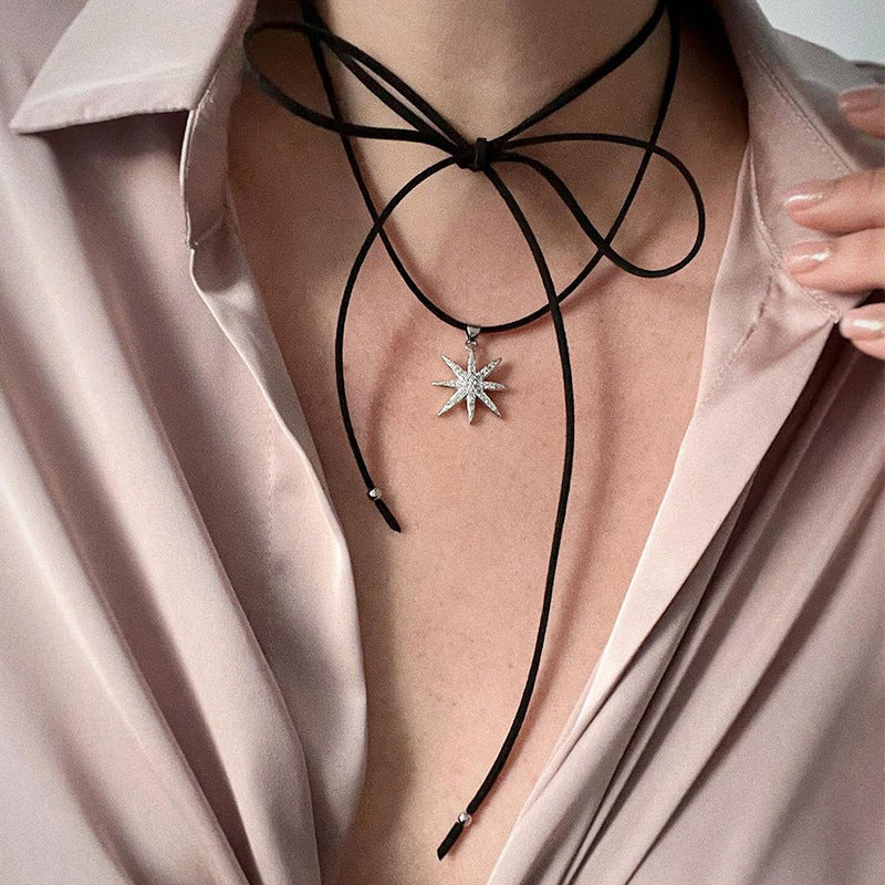 European and american cross-border jewelry: unique rope chain heart pendant, niche star butterfly necklace, diamond-studded cross pendant necklace for women