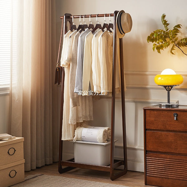 Jiayi all solid wood hanger floor-to-ceiling bedroom coat rack simple drying rack household clothes hanger does not take up space
