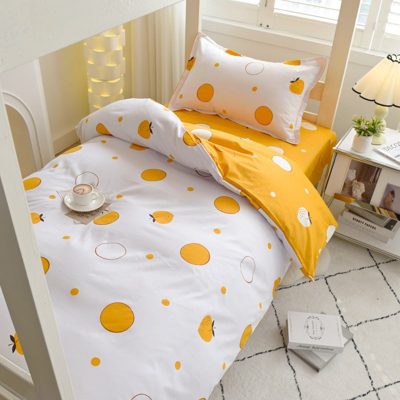 Student dormitory quilt cover three-piece bed sheet pure cotton single bed children's bed quilt cover simple four-season universal 3