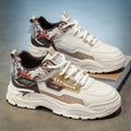 Men's 2025 spring new leather breathable casual sneakers, youth thick-soled height-increasing anti-slip work shoes
