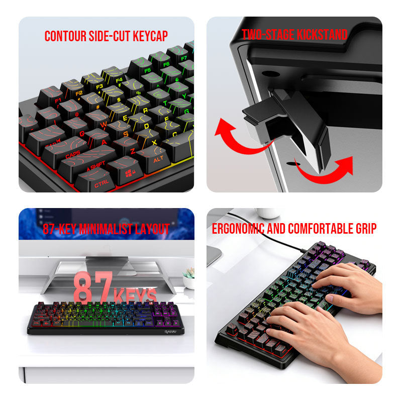 Leikui dg87 wired keyboard: stylish mechanical feel, rgb backlit, profiled keycaps – perfect for office and gaming