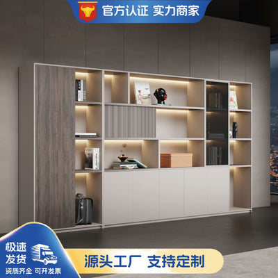 Boss office background cabinet bookcase file cabinet wooden information cabinet storage cabinet wall floor cabinet office furniture