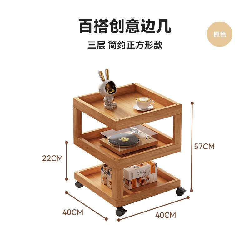 Solid wood bedside table bedside shelf bedroom coffee table living room for home small new arrival wood style ultra-narrow side table