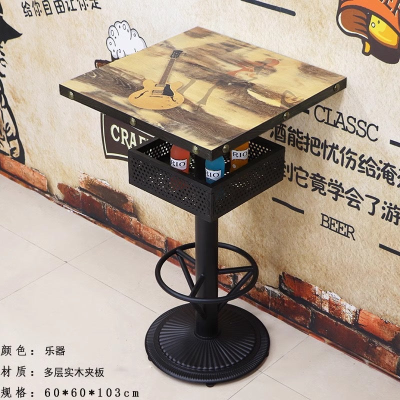 Bar clear bar ktv cafe high table and chair combination retro bar stool industrial style bistro loose table