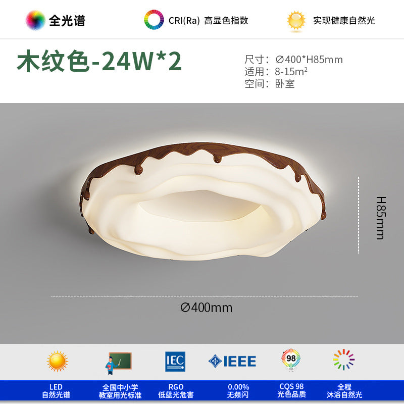 Medieval style walnut pattern retro master bedroom ceiling light creative cookie donut eye protection book room lighting decoration