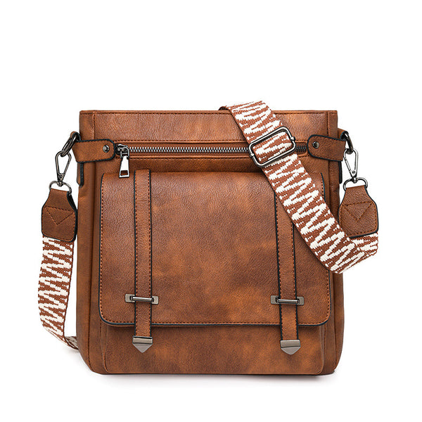 popular women's shoulder bag fashionable personality large capacity multi-pocket bucket bag commuter flip messenger bag