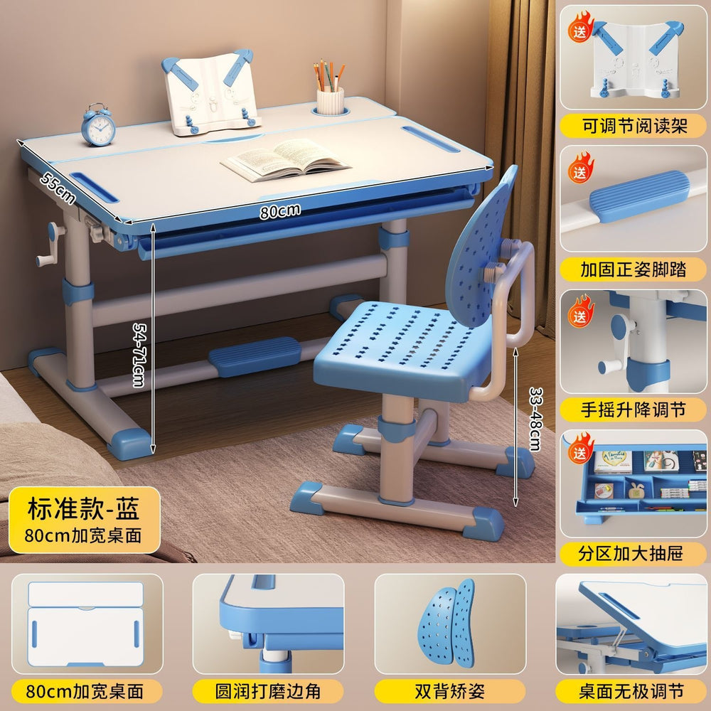 Adjustable height desk and chair set for kids - perfect for elementary school students, home study, and writing