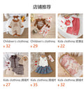 Children's clothing shein cross-border girl suit orange suspender tops + blue shorts