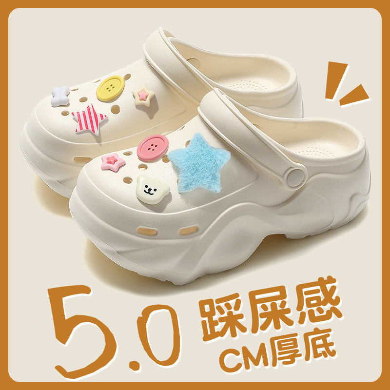 Women's clogs summer outdoor wear 2026 new eva beach seaside non-slip anti-odor thick sole height increasing sandals