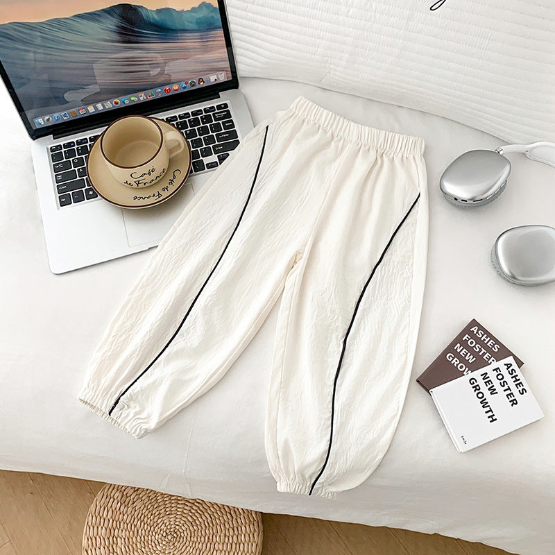 Summer kids' mosquito pants:  new trendy styles for boys and girls - casual, stylish, loose-fit, comfortable air conditioning pants with elastic ankles