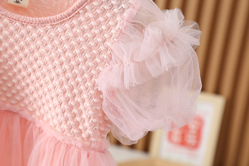 Korean style girls' dress - puff sleeve tulle tutu dress -  summer new arrival - sweet and lovely baby princess dress