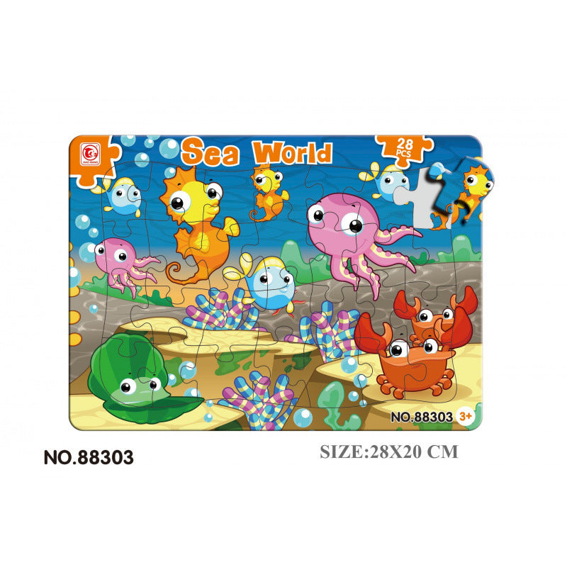 Cross-border export of children's puzzles 28 pieces double-layer puzzles, waterproof and fold-resistant observation training baby puzzle toys