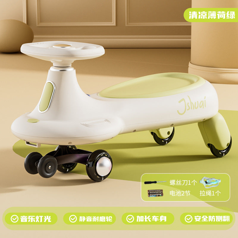 Kids twist car universal wheel model anti-rollover slip car music flash wheel balance rocking car model anti-rollover