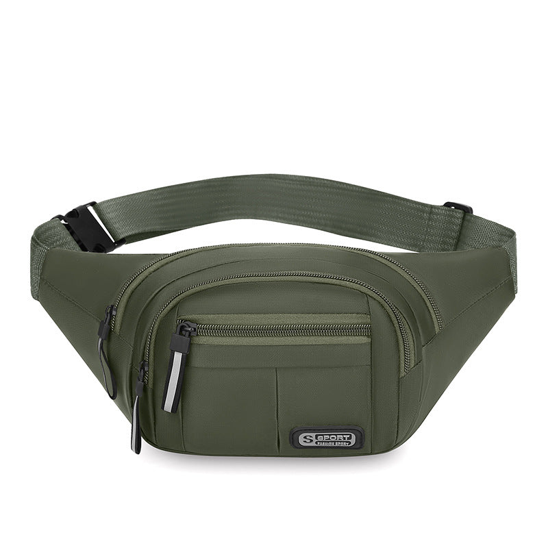Fashion versatile men's sports fanny pack New outdoor leisure shoulder messenger bag Large capacity going out cycling breast bag