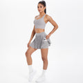 Cloud-feel quick-dry breathable anti-exposure undershirt tennis pleated skirt sports bra set for women's running, fitness, and yoga