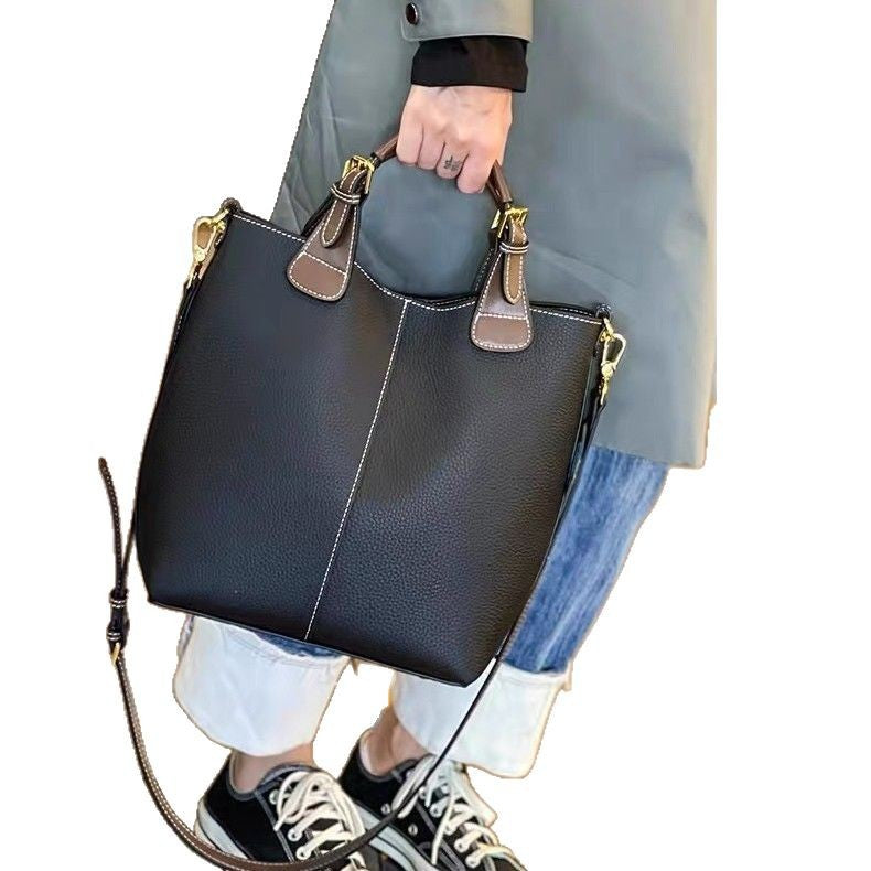 Togo first-layer cowhide large-capacity mother-in-law bag classy hand-carry shoulder crossbody bag women's bag genuine leather bucket bag