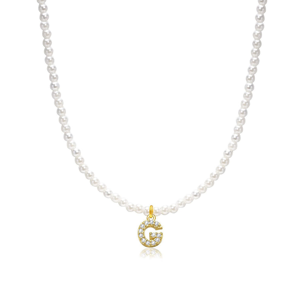 new arrival imitation pearl necklace niche style design 26 english letter pendant necklace classy sense collarbone chain necklace