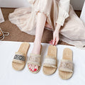 Ethnic style woven one-line sandals for women summernew arrivaleasiest for matchoutwear holiday style soft bottom beach sandals for women
