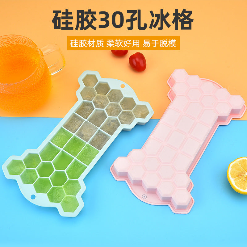 30 grid food grade silicone ice grid with cover large capacity homemade honeycomb silicone ice box mold creative bone ice grid