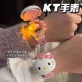 Kitty cat luminous music watch - frozen princess cartoon cute toy flip digital watch - gift for boys and girls